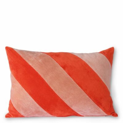 HKLIVING Striped Velvet Cushion- Red/Pink