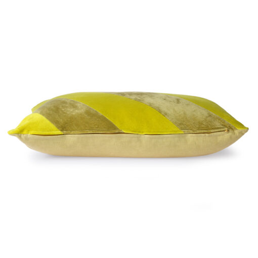 HKLIVING Striped Velvet Cushion - Yellow/Green - Afbeelding 2