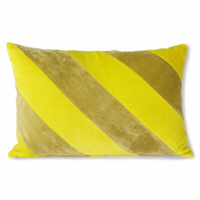 HKliving Striped Velvet Cushion - Yellow/Green