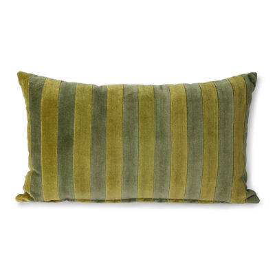 HKLIVING Striped Velvet Cushion- Green Camo