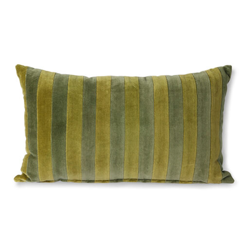 HKLIVING Striped Velvet Cushion- Green Camo