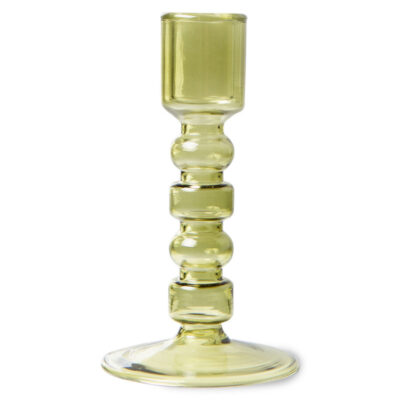 HKLIVING The Emeralds: Glass Candle Holder - Olive Green
