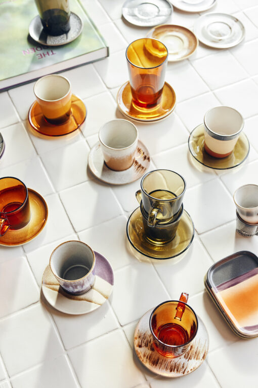 HKLIVING 70’s Glassware Saucer – Amber Brown - Afbeelding 2