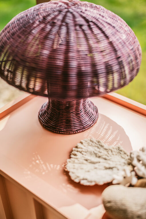 HKLIVING Rattan Table Lamp - Burgundy - Afbeelding 4