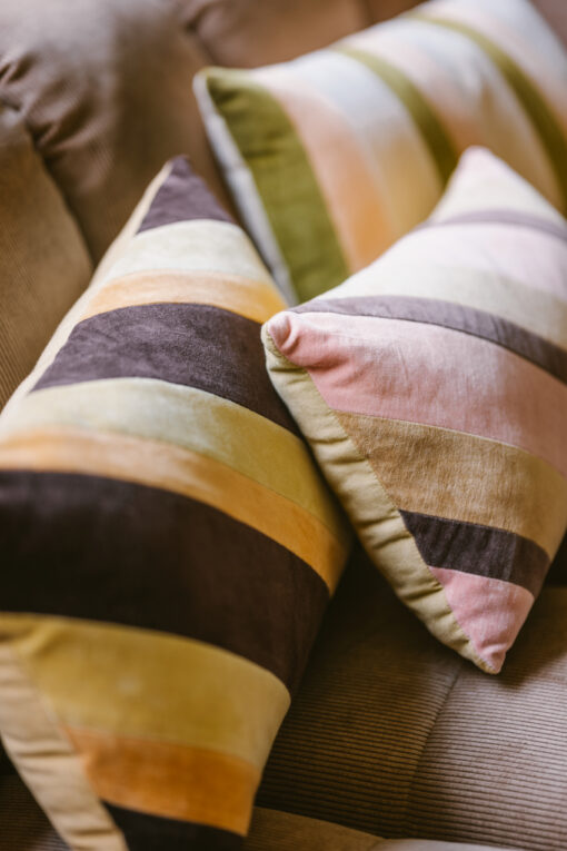 HKLIVING Striped Velvet Kussen - Sunkissed - Afbeelding 5