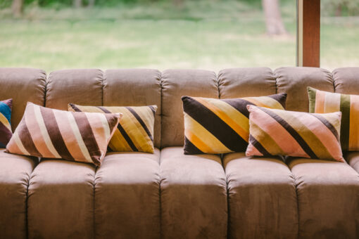 HKLIVING Striped Velvet Kussen - Honey - Afbeelding 4