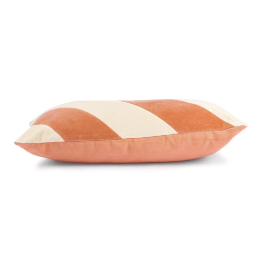 HKLIVING Striped Velvet Kussen - Peach/Cream - Afbeelding 2