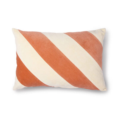 HKLIVING Striped Velvet Kussen - Peach/Cream