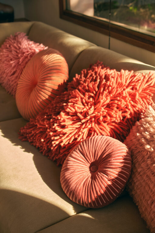 HKLIVING Round Ripple Cushion - Burgundy - Afbeelding 5