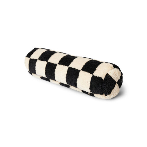 HKLIVING Woolen Bolster Cushion - Black/White - Afbeelding 2