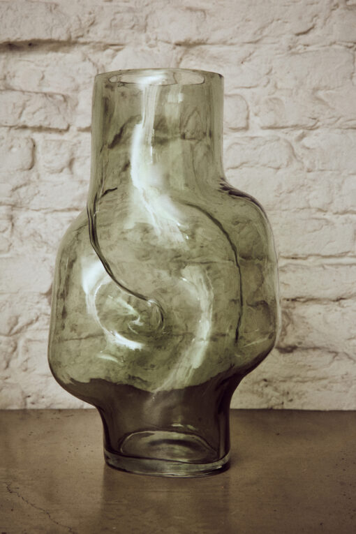 HKLIVING Gleam Glass Vase High - Olive - Afbeelding 3