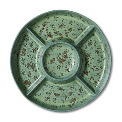 PRE ORDER! De HKLIVING Snack Plateau - Minty is een mooie serveerschaal met verschillende vakken. Een prachtige toevoeging aan de nieuwe 70's Ceramics Collectie.